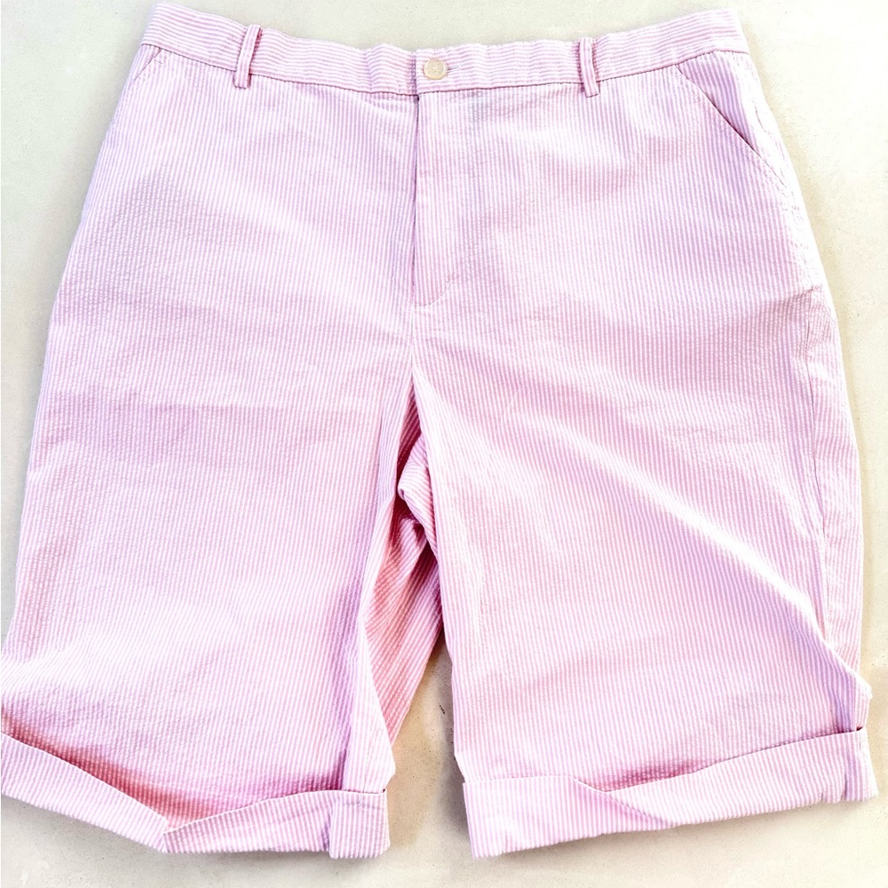 Ralph Lauren Pink Striped High Rise Bermuda Shorts 16